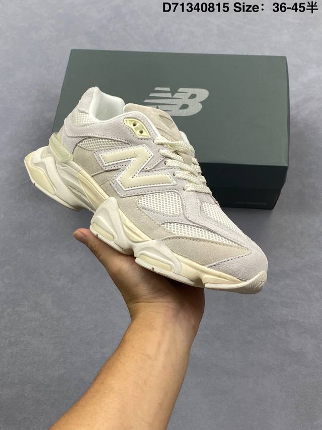 新百伦New Balance Nb 9060 复古单品鞋款面大身由空间双格及磨砂鞋面拼接而生，配以柔和、温暖的粉橘色调，夏日氛围拉满采用大面积网眼以及麂皮材质覆