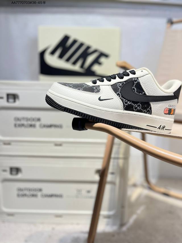 古驰 X Nk Air Force 1'07 Low 空军一号低帮休闲板鞋 #定制皮料 原楦原纸板 纯正空军版型 高清洁度 内置全掌气垫Sc0601 Aa777