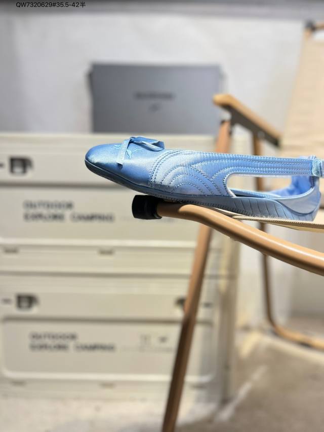 Balenciaga巴黎世家 X Puma彪马 Speed 缎面 圆头魔术贴做旧 芭蕾舞鞋406673 Qw7320629#35.5-42半