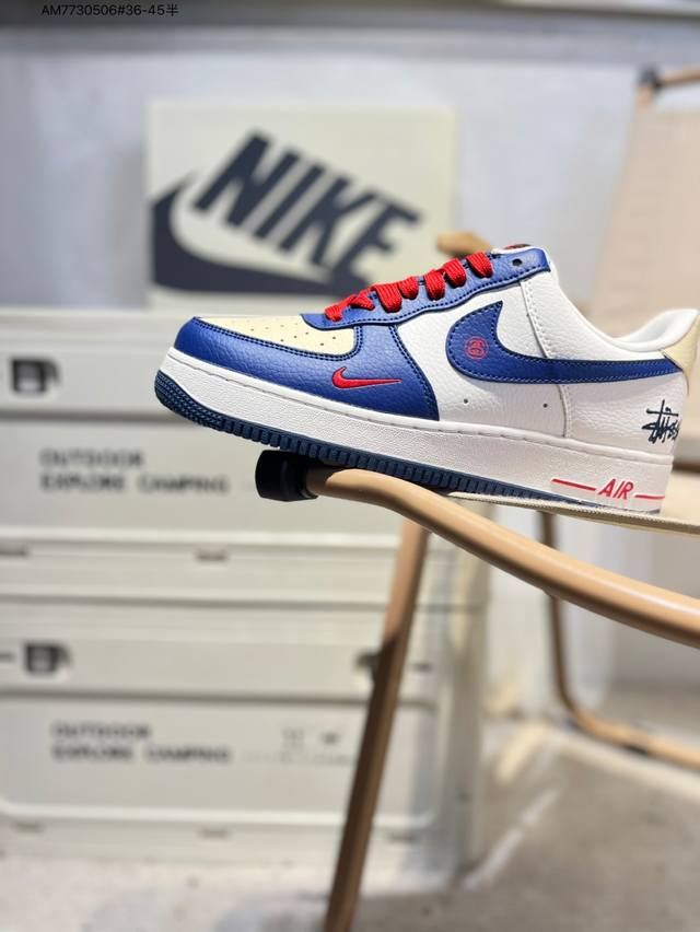 斯图西 X Nk Air Force 1'07 Low 空军一号低帮休闲板鞋 #定制皮料 原楦原纸板 纯正空军版型 高清洁度 内置全掌气垫Dq6628 Am77