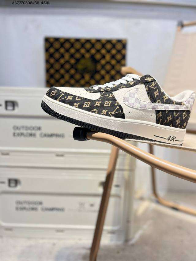 Lv X Nk Air Force 1'07 Low 空军一号低帮休闲板鞋 #定制皮料 原楦原纸板 纯正空军版型 高清洁度 内置全掌气垫Bz6880 Aa777