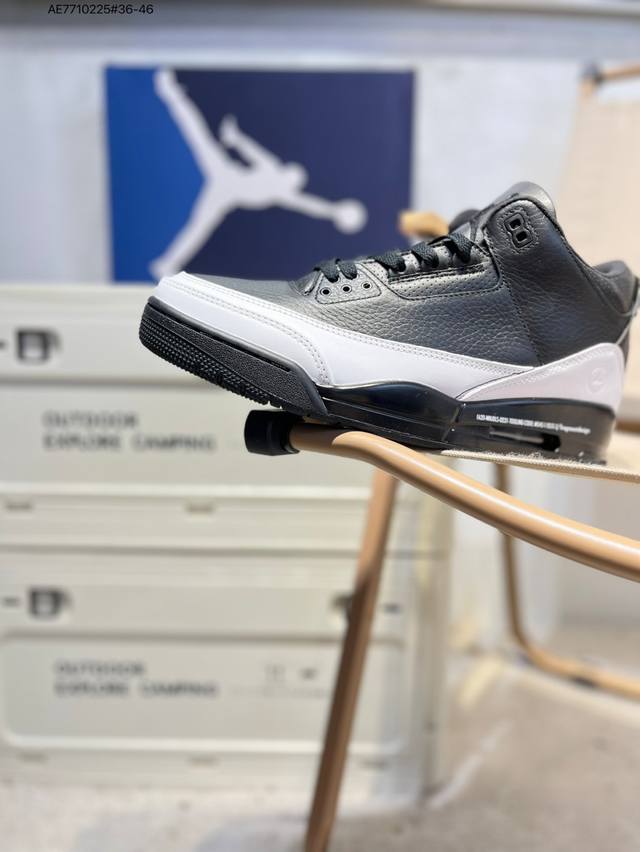 乔丹3代 Aj3 Jordan Air Jordan 3 Retro 复刻黑白 纯原大厂出品 莞产纯原出品原装进口皮料 正确荔枝纹路 经典复刻 完美爆裂 正确卡