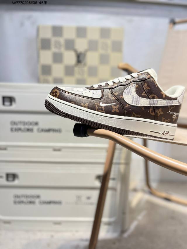 Lv X Nk Air Force 1'07 Low 空军一号低帮休闲板鞋 #定制皮料 原楦原纸板 纯正空军版型 高清洁度 内置全掌气垫Sc0601 Aa777