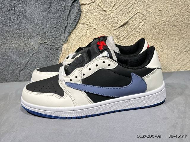 Travis Scott X Fragment Design X Air Jordan Aj1 Low Og Sp 三方联名闪电倒钩2.0低帮 白蓝黑 Dm78