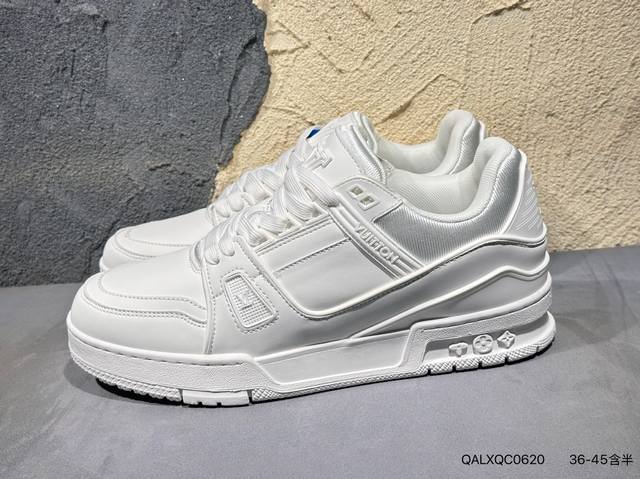 新品上市实拍 全新Lv路易威登Louis Vuitton Trainer Sneaker Low休闲运动文化百搭篮球板鞋 Qalxqc0620