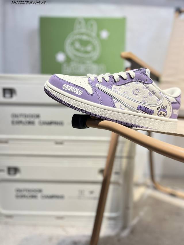 公司级头层皮拉布布 X 乔丹Air Jordan 1 Low Aj1低帮系列篮球鞋 官方同步配色 原装级产物 #拒绝公底 立体鞋型 细节完美 高清洁度Ld202
