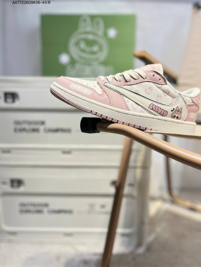 公司级头层皮拉布布 X 乔丹Air Jordan 1 Low Aj1低帮系列篮球鞋 官方同步配色 原装级产物 #拒绝公底 立体鞋型 细节完美 高清洁度Ld202