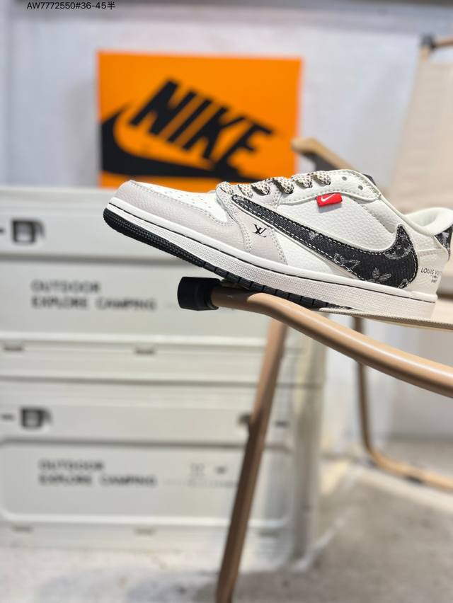 公司级头层皮Lv X 乔丹Air Jordan 1 Low Aj1低帮系列篮球鞋 官方同步配色 原装级产物 #拒绝公底 立体鞋型 细节完美 高清洁度Jw1188