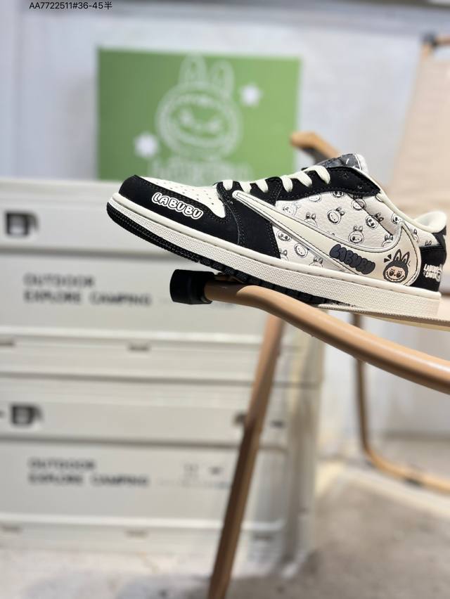 公司级头层皮拉布布 X 乔丹Air Jordan 1 Low Aj1低帮系列篮球鞋 官方同步配色 原装级产物 #拒绝公底 立体鞋型 细节完美 高清洁度Ld202