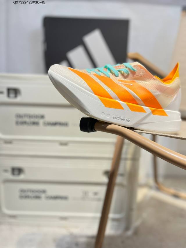 Adidas Adizero Adios Pro 4M 马拉松飞线贾卡轻质透气休闲运动跑步鞋采用双层透气网纱 Flywire动态飞线绑缚鞋面材质 内置Zoom小