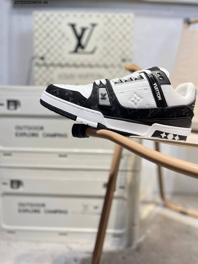 广东原厂# 路易威登 Louis Vuitton Lv路易威登板鞋 新款 Lv Trainer最新配色运动鞋 L家 篮球鞋风格运动鞋 该鞋由艺术总监 Virgi
