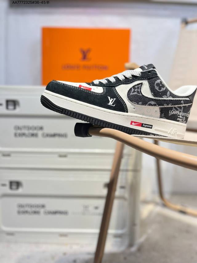 Lv X Nk Air Force 1'07 Low 空军一号低帮休闲板鞋 #定制皮料 原楦原纸板 纯正空军版型 高清洁度 内置全掌气垫Mz9588 Aa777