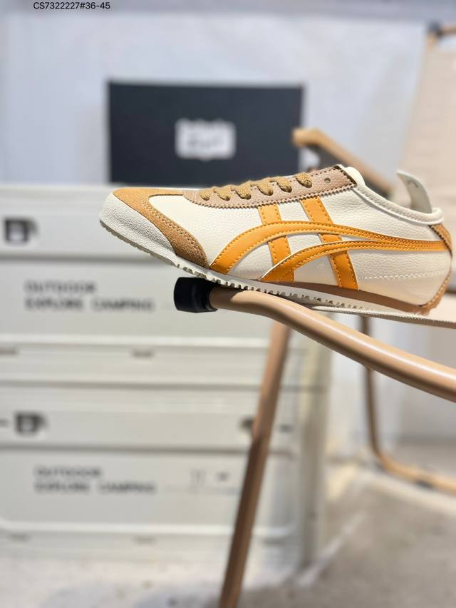Onitsuka Tiger Mexico 66 Sd 鬼冢虎 墨西哥升级版系列低帮复古经典虎爪百搭休闲 皮革慢跑鞋 采用软质粒面牛剖革组合翻毛皮饰条鞋面材质1