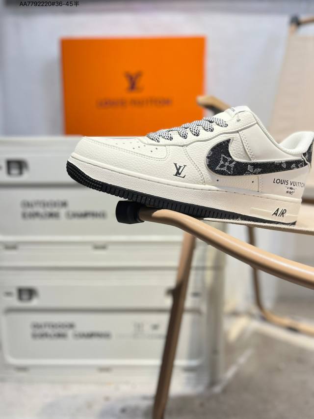 Lv X Nk Air Force 1'07 Low 空军一号低帮休闲板鞋 #定制皮料 原楦原纸板 纯正空军版型 高清洁度 内置全掌气垫Sm6668 Aa779