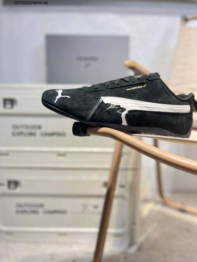 Puma 彪马 X Balenciaga巴黎世家 Speedcat 系列 薄底鞋 牛皮绒面革 圆头做旧磨损 低帮 生活休闲鞋 极速赛车系列 货号:847146