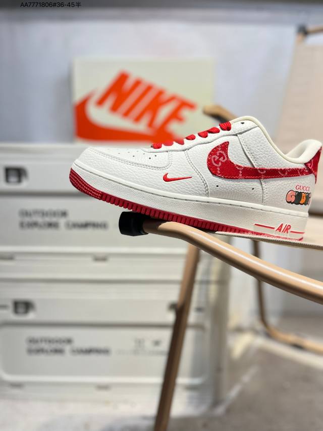 古驰 X Nk Air Force 1'07 Low 空军一号低帮休闲板鞋 #定制皮料 原楦原纸板 纯正空军版型 高清洁度 内置全掌气垫Sc0601 Aa777
