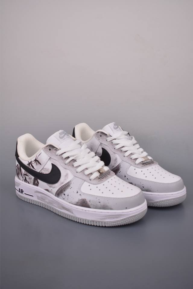 Nike Air Force 1 Low 中国风墨画 原楦头原纸板 打造纯正空军版型 专注外贸渠道 全掌内置蜂窝气垫 原盒配件 原厂中底钢印、拉帮完美 官方货号