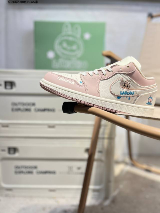 公司级头层皮拉布布 X 乔丹Air Jordan 1 Low Aj1低帮系列篮球鞋 官方同步配色 原装级产物 #拒绝公底 立体鞋型 细节完美 高清洁度Qg202