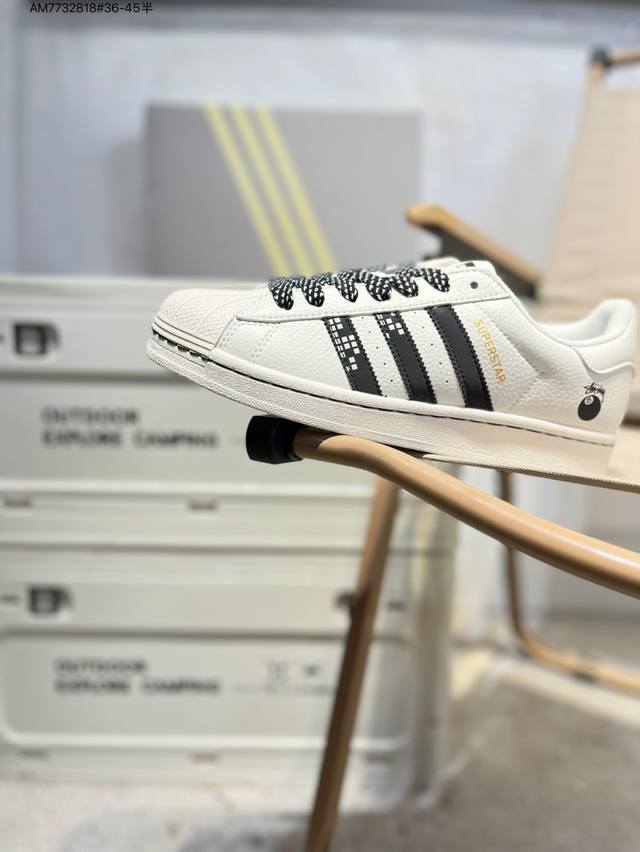 斯图西 X Adidas Originals Superstar 经典配色 经典贝壳头官网同步 实拍首发渠道正品订单 诠释市场最高工艺水平区别市面普通真标版本，