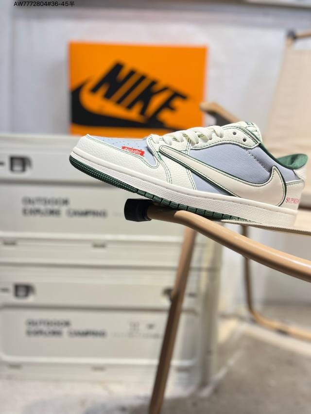 纯原大厂# Supreme X 乔丹Air Jordan 1 Low Aj1低帮系列篮球鞋 官方同步配色 原装级产物 #拒绝公底 立体鞋型 细节完美 高清洁度J