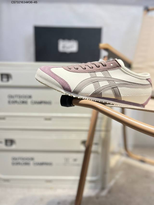 Onitsuka Tiger Mexico 66 Sd 鬼冢虎 墨西哥升级版系列低帮复古经典虎爪百搭休闲 皮革慢跑鞋 采用软质粒面牛剖革组合翻毛皮饰条鞋面材质1