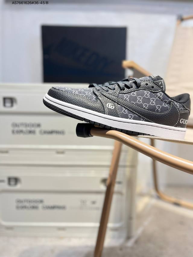 公司级头层皮古驰 X 乔丹Air Jordan 1 Low Aj1低帮系列篮球鞋 官方同步配色 原装级产物 #拒绝公底 立体鞋型 细节完美 高清洁度Dz5899