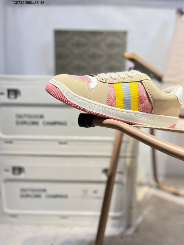 开学季福利特价Gucci Distressed Screener Sneaker古驰经典小脏鞋原型复古百搭老爹板鞋 复古学院风546163 Cs7321559#