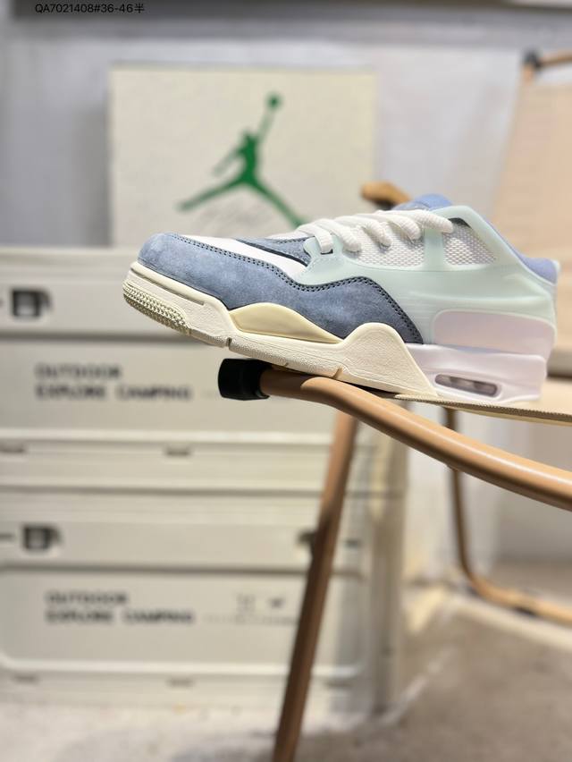 Air Jordan Aj4 Rm 重制版低帮复古篮球鞋 采用了低帮的设计 并保留了众多Aj4的经典元素 鞋身以皮革 麂皮材质拼接打造 Aj4经典的Tpu材质延