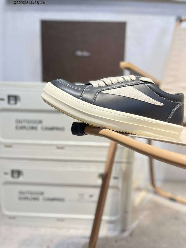 开学季福利特价Rick Owens 复古百搭 时尚 舒适透气 耐磨 休闲鞋 市售最高版本 Rick Owens 瑞克 欧文斯 粗鞋带 低帮高街休闲运动板鞋 原鞋
