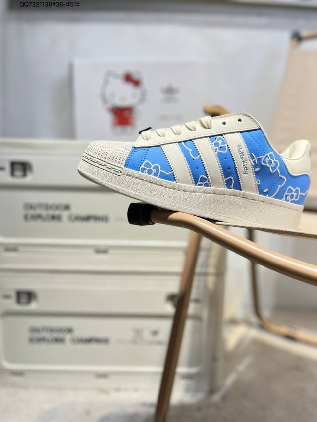 凯蒂猫 X Adidas Originals Superstar Xlg 贝壳头厚底休闲板鞋 #23官方新款 专柜同步配色 原鞋开发Ig4477 Qq73211