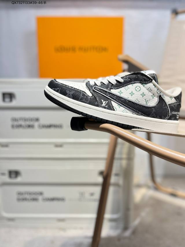 公司级头层皮Lv X 乔丹Air Jordan 1 Low Aj1低帮系列篮球鞋 官方同步配色 原装级产物 #拒绝公底 立体鞋型 细节完美 高清洁度Dm7866