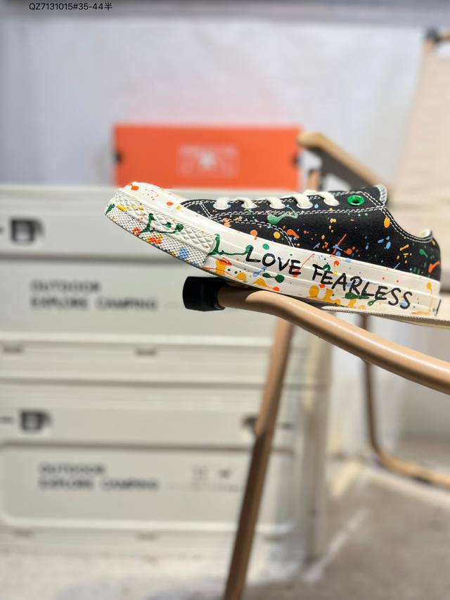 真标硫化工艺#双层围条夹布防开胶工艺#聚氨酯硅蓝Pu中底匡威Converse Chuck Taylor 1970S “泼墨” 复古三星标休闲运动硫化百搭板鞋A1