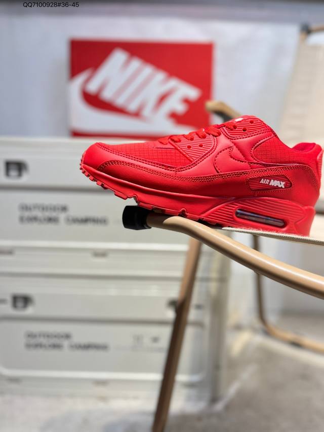 耐克Nike Air Max 90 经典复古小气垫缓震跑鞋 鞋面由皮和革织物打造，犀利的条线打造出酷劲十的足视觉效果 网布鞋增面强透气性，穿着为极舒适 经可典视