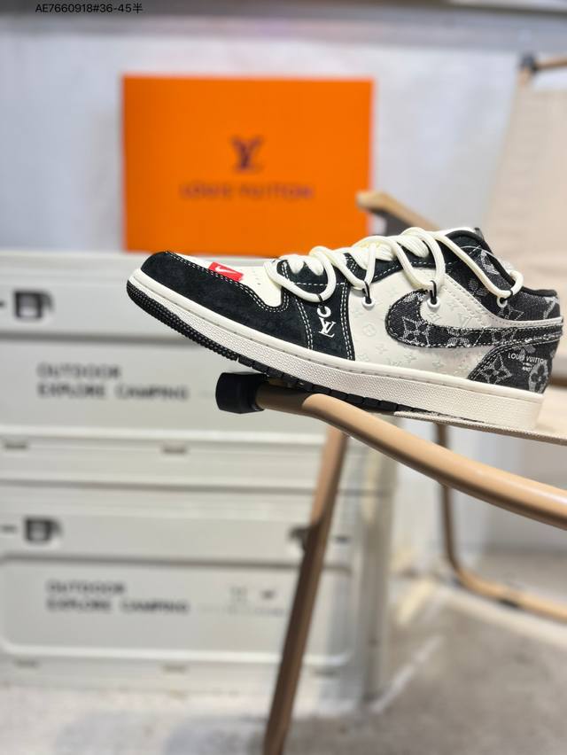 公司级头层皮Lv X 乔丹Air Jordan 1 Low Aj1低帮系列篮球鞋 官方同步配色 原装级产物 #拒绝公底 立体鞋型 细节完美 高清洁度Yx5066