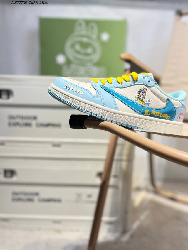 公司级头层皮Labubu X 乔丹Air Jordan 1 Low Aj1低帮系列篮球鞋 官方同步配色 原装级产物 #拒绝公底 立体鞋型 细节完美 高清洁度Ld