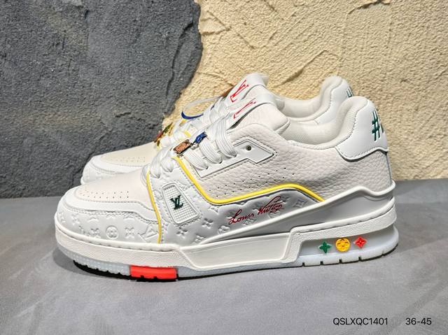 新品上市实拍 全新Lv路易威登Louis Vuitton Trainer Sneaker Low休闲运动文化百搭篮球板鞋Qslxqc1401