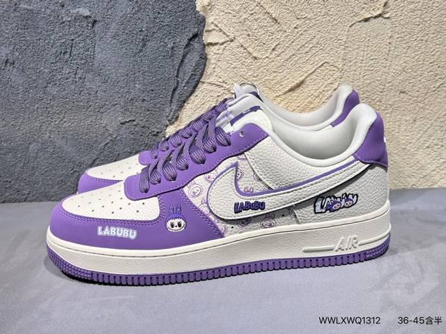 新品上市实拍 海外爆款限量发售！高端定制Nike Air Force 1 Labubu 联名-紫白 鞋身满是 Labubu 萌趣元素，搭配同款挂饰，高端定制 低