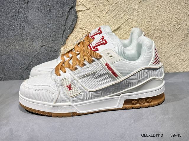 新品上市实拍 全新Lv路易威登Louis Vuitton Trainer Sneaker Low休闲运动文化百搭篮球板鞋Qelxld1