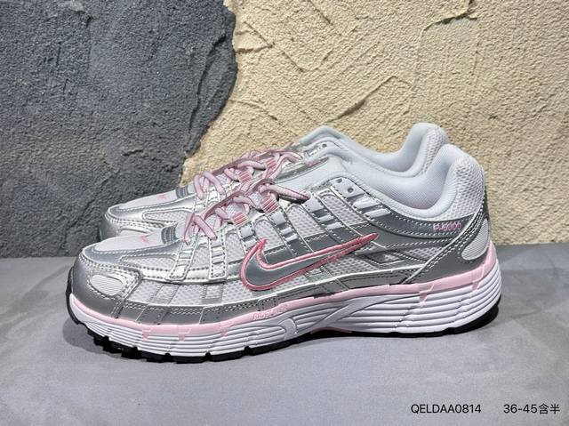 新品上市实拍 耐克Nike P-6000 女子跑鞋内外侧都用了红色的钩子，采用透气材料，搭配匠心覆面，再现千禧年代的跑鞋风格，塑就大气外观。鞋款秉承 Nike