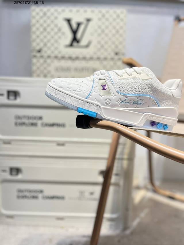 广东原厂# 路易威登 Louis Vuitton Lv路易威登板鞋 新款 Lv Trainer最新配色运动鞋 L家 篮球鞋风格运动鞋 该鞋由艺术总监 Virgi
