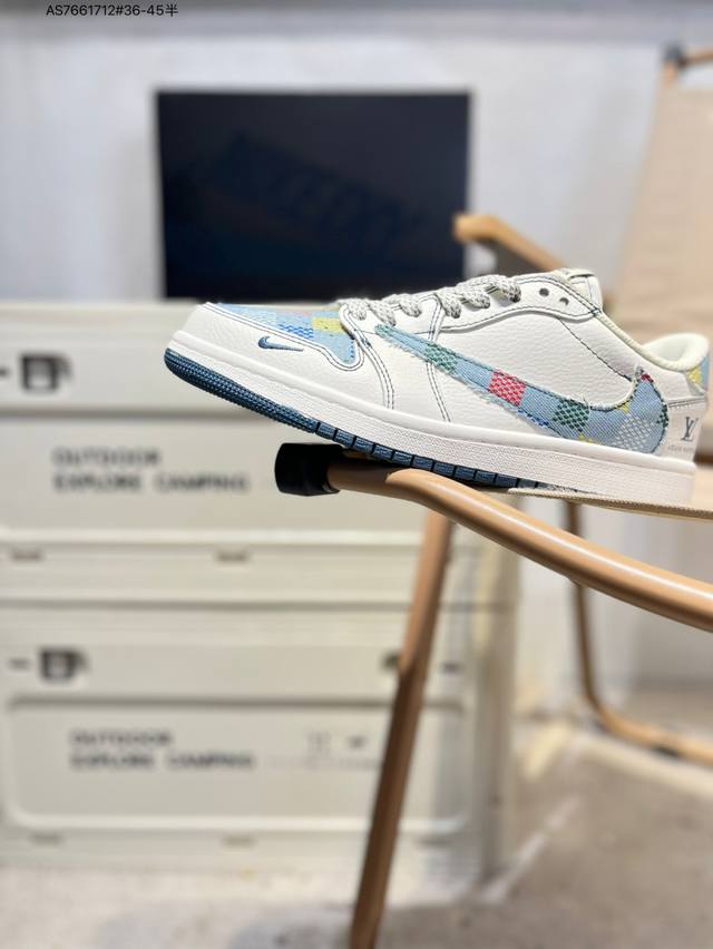 公司级头层皮Lv X 乔丹Air Jordan 1 Low Aj1低帮系列篮球鞋 官方同步配色 原装级产物 #拒绝公底 立体鞋型 细节完美 高清洁度Dz5899