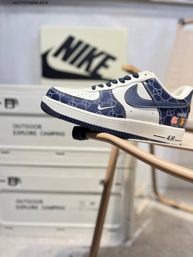 古驰 X Nk Air Force 1'07 Low 空军一号低帮休闲板鞋 #定制皮料 原楦原纸板 纯正空军版型 高清洁度 内置全掌气垫Sc0601 Aa777