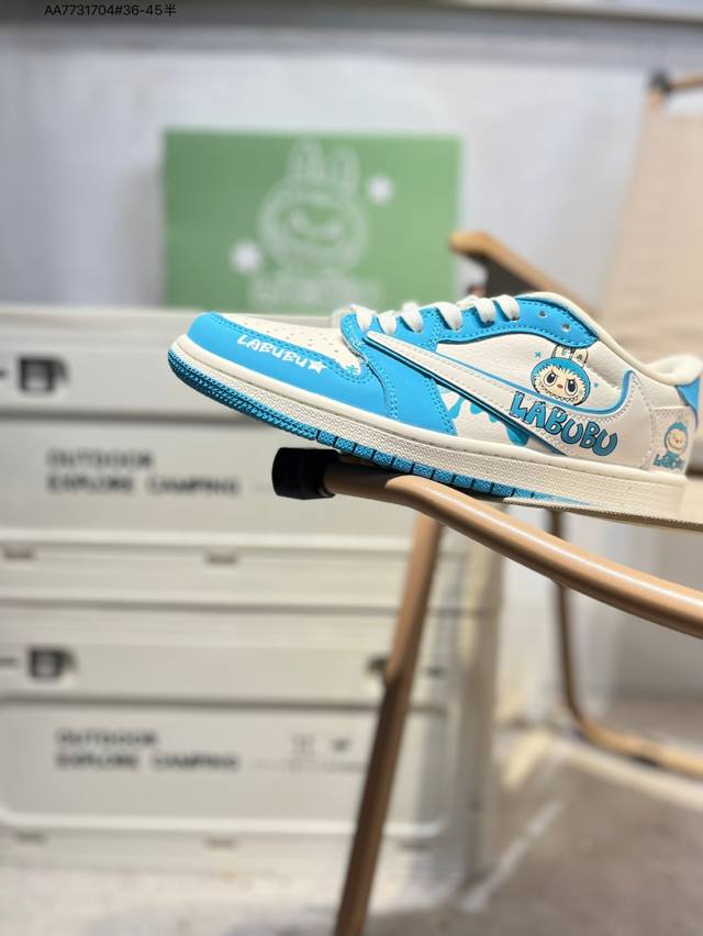 公司级头层皮拉布布 X 乔丹Air Jordan 1 Low Aj1低帮系列篮球鞋 官方同步配色 原装级产物 #拒绝公底 立体鞋型 细节完美 高清洁度Xb197