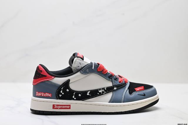 公司级Nike Air Jordan 1 X Travis Scott Aj1倒勾 乔一倒钩 ‘Diy’定制 耐克 低帮文化篮球鞋 完美品质出货 细节如图所示