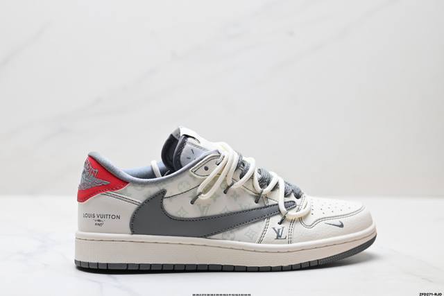 公司级Nike Air Jordan 1 X Travis Scott Aj1倒勾 乔一倒钩 ‘Diy’定制 耐克 低帮文化篮球鞋 完美品质出货 细节如图所示