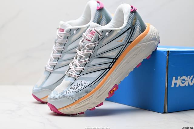 公司级Hoka One One Mafate Speed 2 Low 轻量低帮户外越野跑鞋 户外山脉越野轻量运动跑鞋 鞋面用轻的无缝架构，鞋带用了弹性不易松脱的