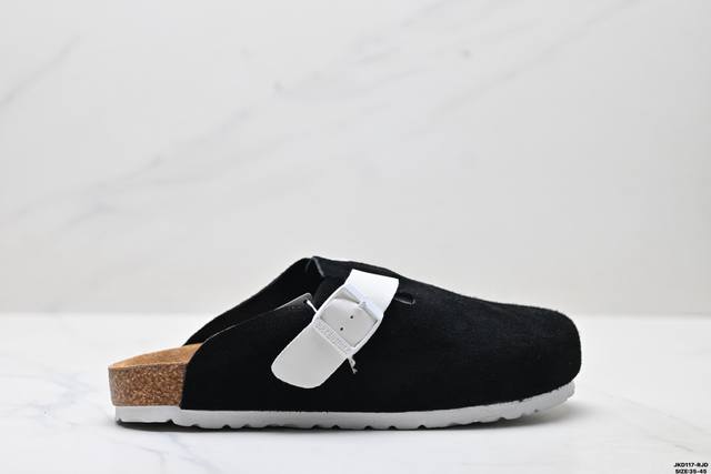 公司级Birkenstock勃肯半拖系列 克罗心双扣金属扣设计 双杠绑带夏季凉鞋 采用质地柔软牛皮绒面革植入羊羔毛鞋垫和里衬材质中底搭载缓震软木橡胶 外置Eva