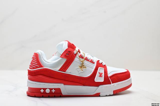 真标Louis Vuitton Trainer Sneaker Low 全新 Lv 路易威登 休闲运动文化百搭板鞋 尺码:40-45 Id:Jed129-Rj