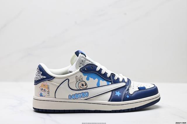 公司级Nike Air Jordan 1 X Travis Scott Aj1倒勾 乔一倒钩 ‘Diy’定制 耐克 低帮文化篮球鞋 完美品质出货 细节如图所示