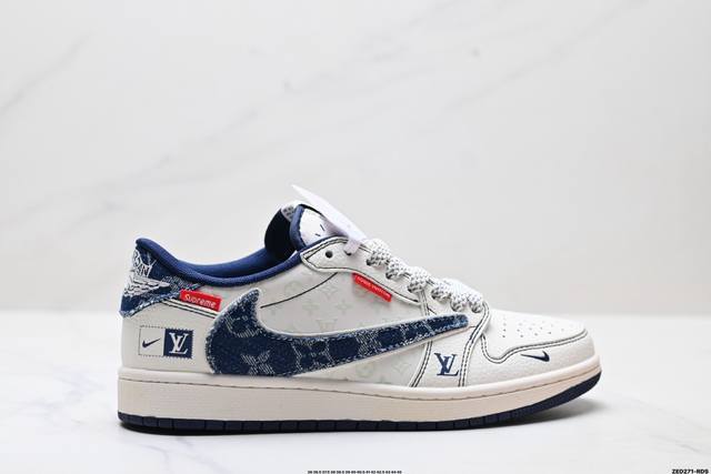 公司级Nike Air Jordan 1 X Travis Scott Aj1倒勾 乔一倒钩 ‘Diy’定制 耐克 低帮文化篮球鞋 完美品质出货 细节如图所示